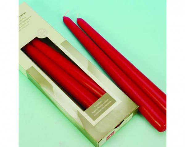 Taper Candles Set of 4 24,5x2,4 cm red,