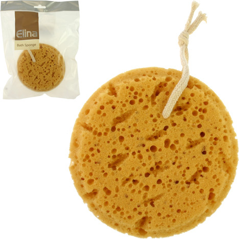 Bath sponge natural shape round 12x12x5cm packed
