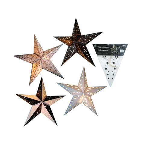 LED Stern Pappe 60cm mit 20 LED's warmweiß