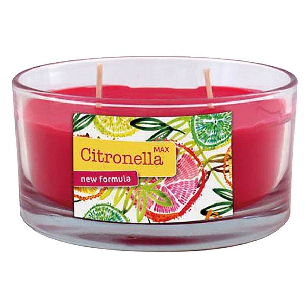 Kerze Citronella 250g rot in Glas mit 2 Dochten