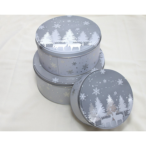 Biscuit boxes set of 3 made of metal grey