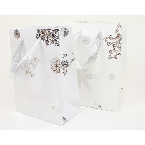 Gift bag snowflake white 23x18cm