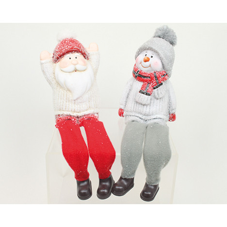 Kantensitzer Keramik Santa/Schneemann 19x5x6cm