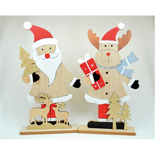 Holz-Santa, Schneemann oder Elch XL 14x7,5x4cm, auf breitem