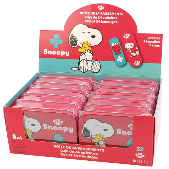 Wound bandage Snoopy in a metal box, packed in a