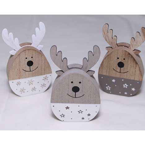 Wooden elk 10x6x2cm with inserted antlers