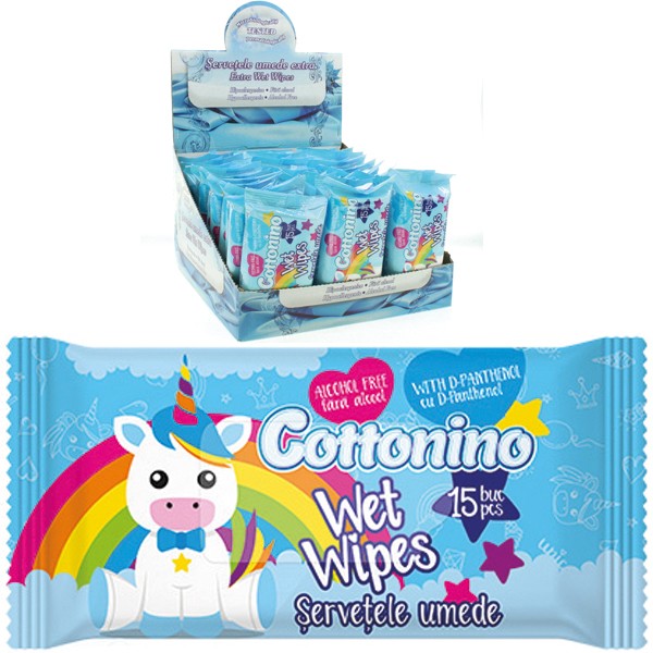 Wet wipes 15pcs Unicorn Edition blue