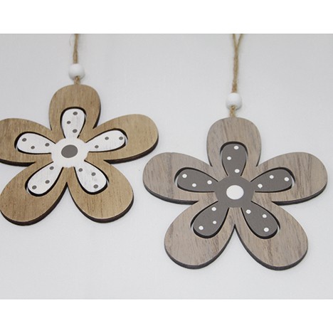 Holzaufhänger Doppelblume XL 12x12,5cm