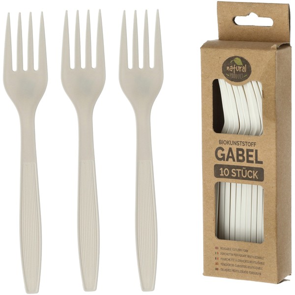 Eco cutlery fork set of 10 made from bioplastics