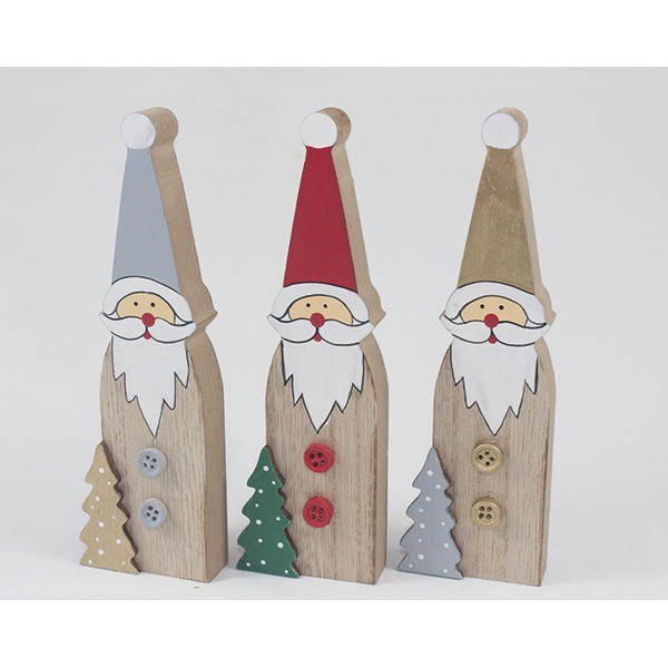 Wooden Santa XL 15x4,8x1,8cm, 3 assorted