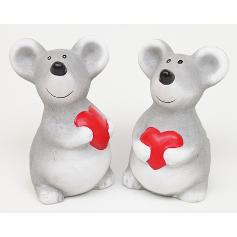 Mouse with red heart 7x5cm 2 assorted