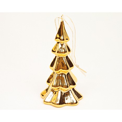 Porzellan Tanne 10x6cm gold verchromt, glänzend