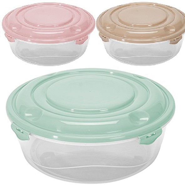 Food storage container 4 clips XL, round, 1.2L