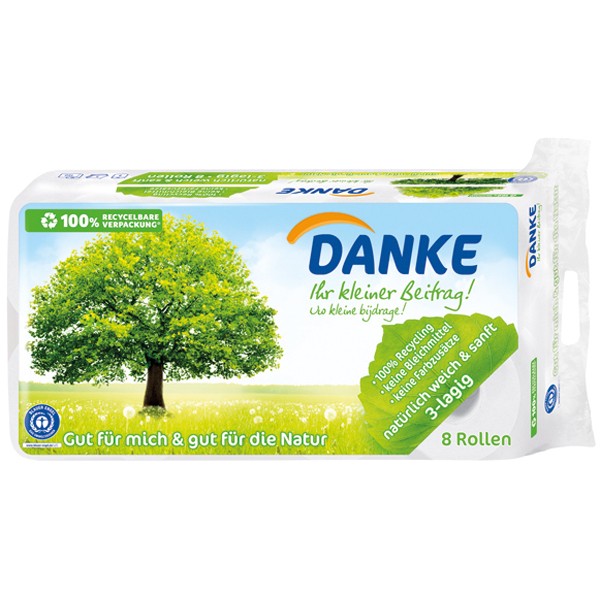 Danke Toilettenpapier 3-lagig 8X150 Blatt