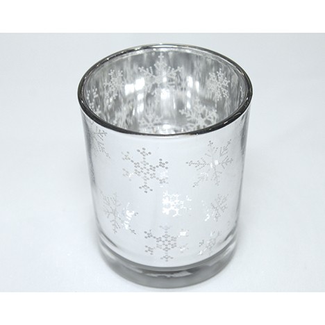 Wind light glass 'Snowflake' silver metallized