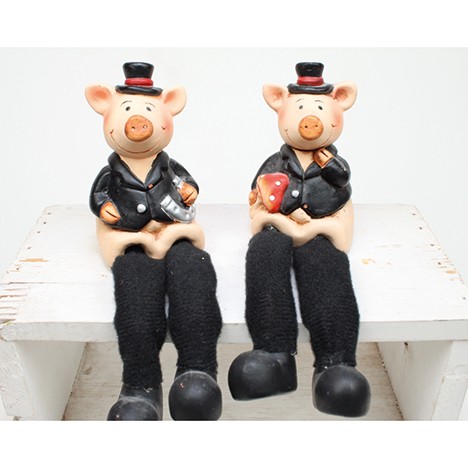 Lucky charm pig edge seater 17x5cm