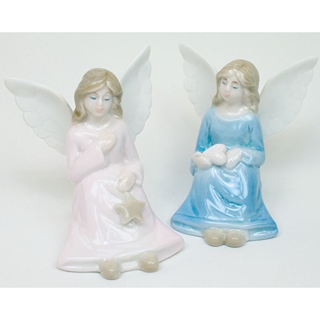 Porcelain angel sitting 8,5x7x7cm, 2 assorted