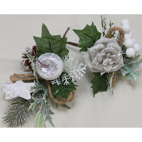 Deco. bouquet 19x13cm with winter rose or apple