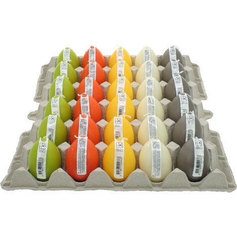 Ostereikerze 50g, Farben sortiert im 30er Tray