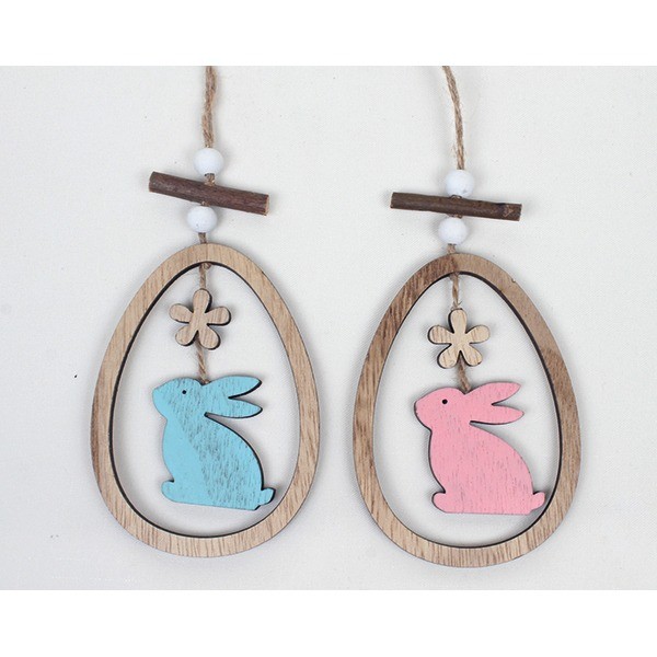 Woodenhanger Easter egg with bunny 12,5x7,2cm