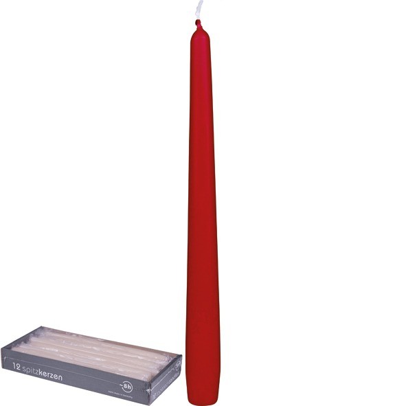 Kerze Spitzkerze 12er 250x23mm Rot