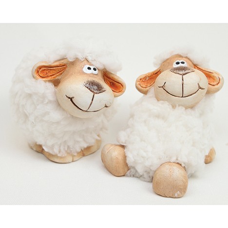Sheep with cuddly fur 7x7x4cm 2 poses assorted