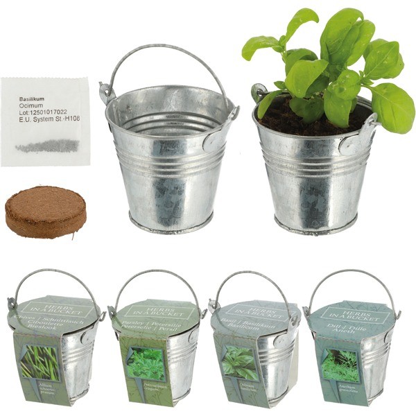 Garden Growing Set mini for herbs in a zinc