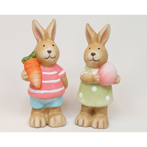Ceramic bunny with egg or carrot 10,5x5,5cm