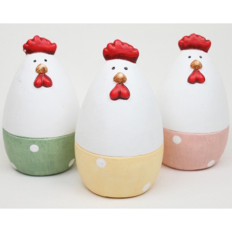 Ceramic chicken with dots 9x6x4cm assort. colours