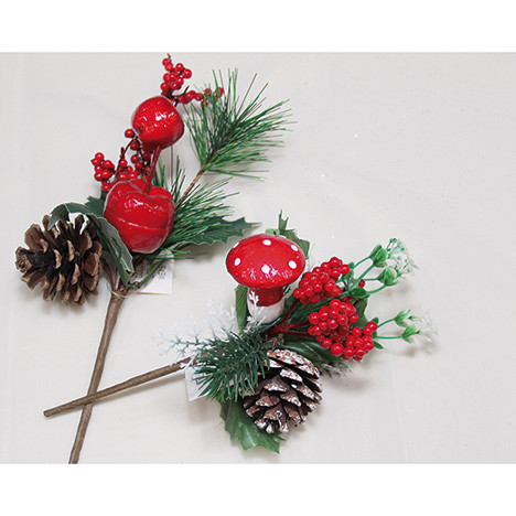 Deco.branch pine needles 24x10cm 2 assorted