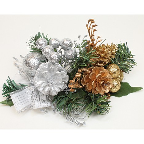 Decorative bouquet 20x14cm gold and silver sort.