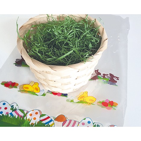 Easter bamboo basket 14x9,5cm filled with grass