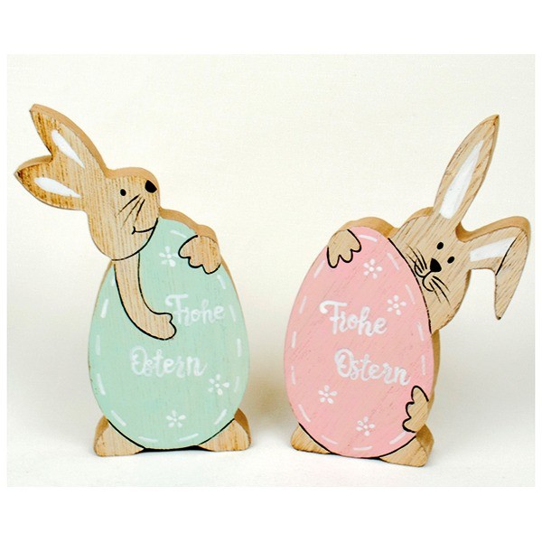 Lustiger Hase 11x7cm, mit großem Ei, 2fach