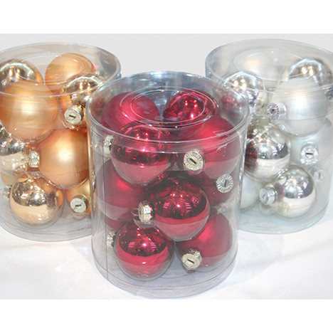 treeballs realglass 12er set 6cm, 3 col. assort.