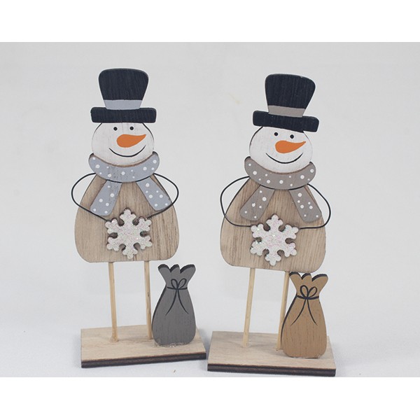 Holzschneemann XL 14x6x3,5cm, auf Ständer