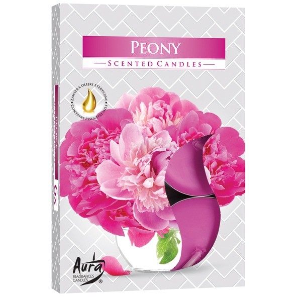 Tea lights scented 6 peony in folding box