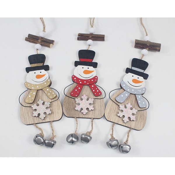 Wooden hanger 'Snowman' XL 28x5,5cm, 3 assorted