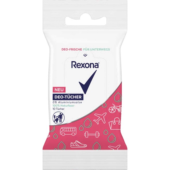 Rexona deodorant wipes 10s for on the go