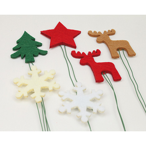 Felt deco. with metal wire Set of 6 each 14x4cm