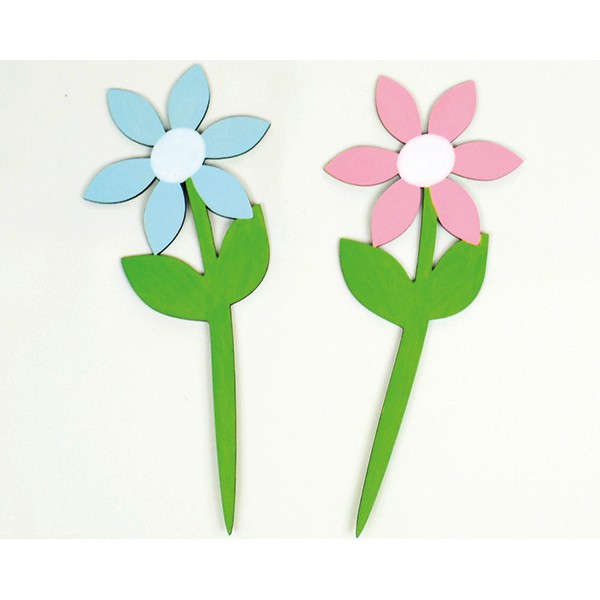 Holzblume XL 20x8cm, 2fach in pink und blau sortiert,