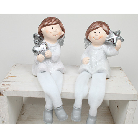Ceramic angel edge seat 18x7cm, 2 assorted