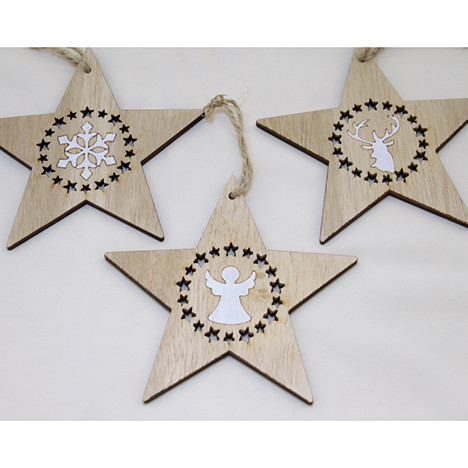 Wooden star hanger XL 17x12cm, with 18 stars