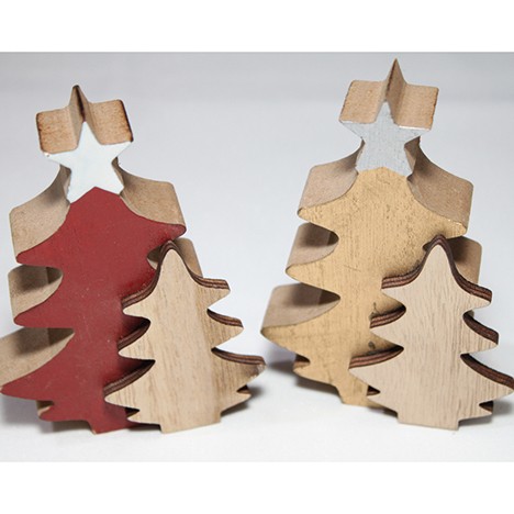 Wooden double tree XL 12x8x2,5cm, 2 assorted