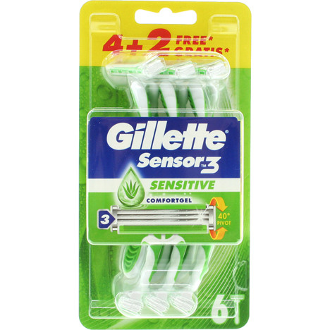 Gillette Sensor 3 Einwegras. 4+2 gratis Sensitive