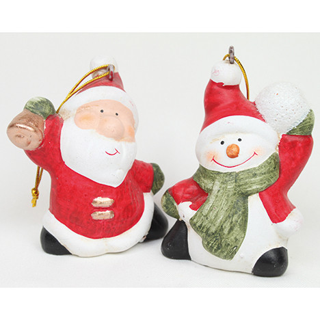 Santa and snowman ceramic 9x6x4cm