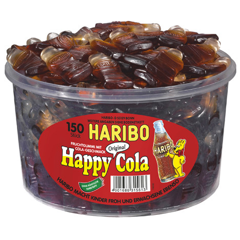 Food Haribo round tin happy cola 150 pcs.