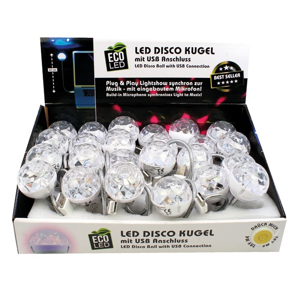 LED Disco Kugel mit USB Anschluß, Durchm. 4,7cm, Dekorationsartikel, Kleinpreisartikel