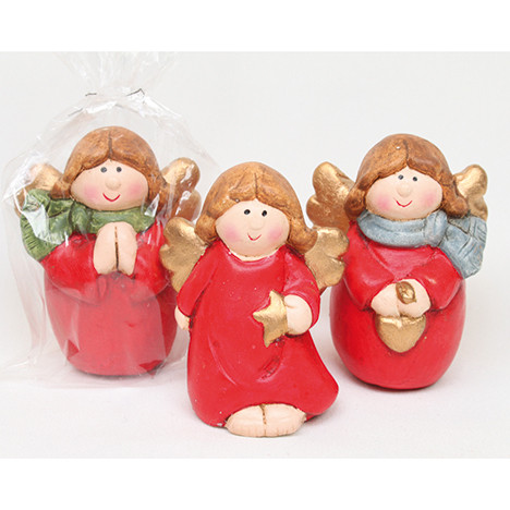 Ceramic angel red with gold wings 6,5x4,5cm