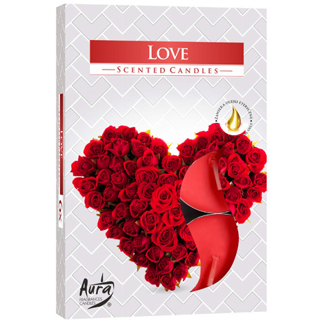 Teelichte Duft 6er Liebe in farb. Faltschachtel