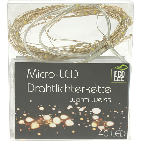 Light chain m. Wire, 4 meters, 40 LEDs, in displ.